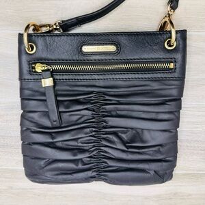 Etienne Aigner Classic Dark Chocolate Brown Rouched Leather Crossbody Bag